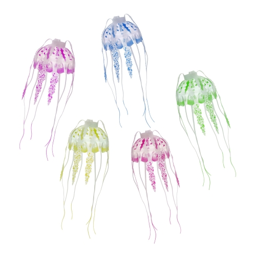 10cm Artificial Glowing Jellyfish with Sucker Fish Tank Aquarium Decoration Purple