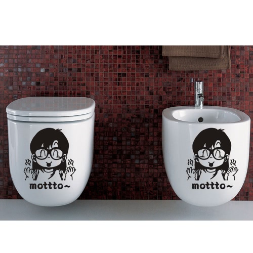 

Removable Toilet Decal Lovely Cartoon Character Sticker DIY Bathroom Decoration Decorating Paper 22 * 28cm