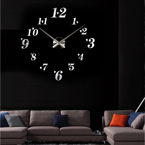 DIY Mirror Effect Wall Clock Simple Digits Acrylic Glass Decal Set Removable Home Decoration Black