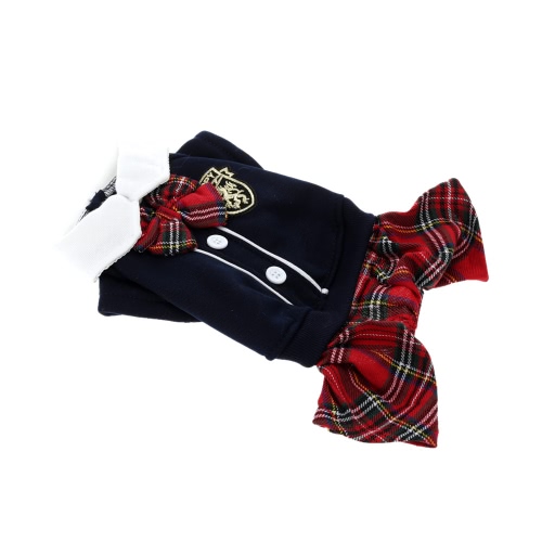 

Lovely Bowtie Fashionable Campus Style Pet Puppy Dog Clothes Jumpsuit Couple Dress for Spring Autumn Female M