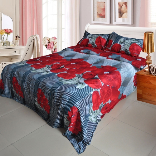 4pcs 3D impreso ropa de cama Set ropa de cama edredón tamaño King flores animales cubierta + cama hoja + 2 fundas de almohada/Pillowcovers