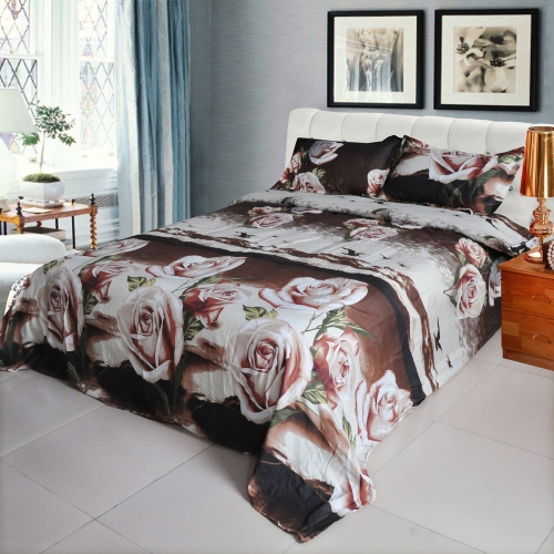 4pcs 3D imprimé literie ensemble literie King fleurs/Animal taille couette couverture + Bed Sheet + 2 taies d'oreiller/Pillowcovers