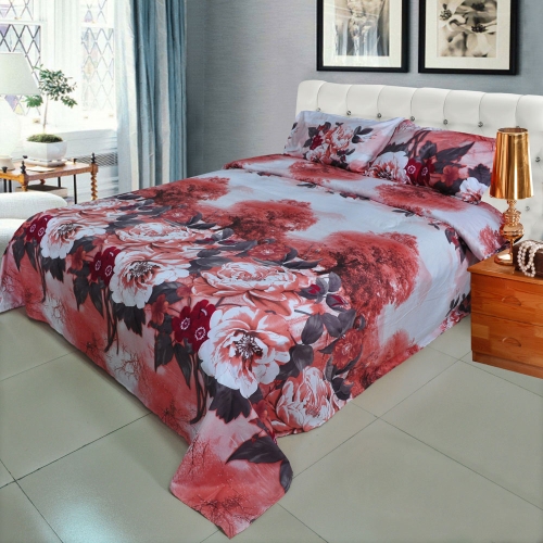 Peonia fiore albero modello 4Pcs 3D stampato biancheria da letto Set biancheria casa tessuti Regina King Size Quilt Cover letto foglio 2 federe