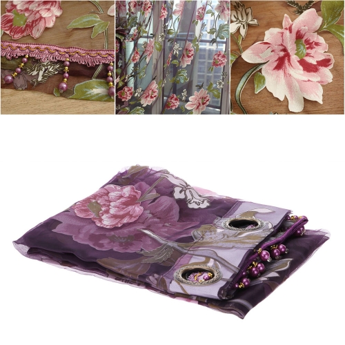 

European Top-grade Big Flower Pattern Half Shading Burnt-out Curtain for Door Window Room Decoration Window Screening Pastoral Voi