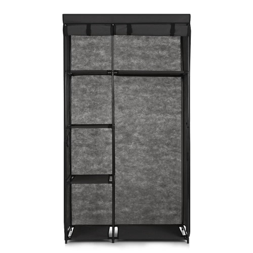 iKayaa Fashion Portable penderie garde-robe pour organiser ses vêtements avec 5 étagères de stockage et une partie penderie.