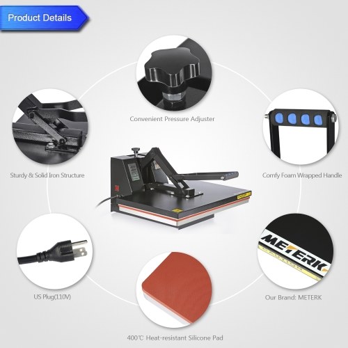 

Second Hand Meterk Large 16 * 24 "Non-Stick Clamshell Digital Heat Transfer Press Machine Ручная майка Сублимационная машина 1600W US Plug