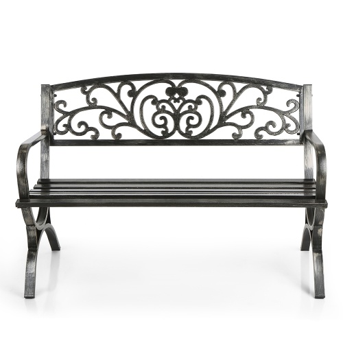 

Second Hand iKayaa 3 Seater Iron Patio Garden Park Bench Chair Metal Porch Yard Seating Outdoor Furniture 220KG Capacity Antique Design