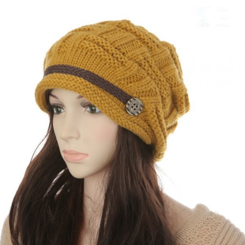 

Новые зимние женские шапочки коренастый мешковатые шапка теплые лыж Hat Cap для волос желтый