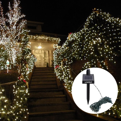 17M 100 LED Solar Outdoor Garden Lamp White Fairy String Light for Party Wedding Christmas Home Room Decor Gift