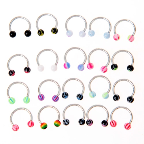 20pcs Colorful Anneaux Piercing nez en Acier inoxydable et acrylique