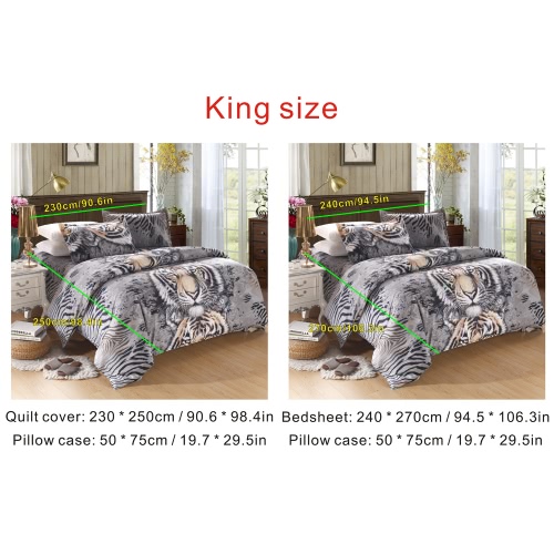 

Tiger Pattern 4Pcs 3D Printed Bedding Set Bedclothes Home Textiles King Size Quilt Cover Bed Sheet 2 Pillowcases