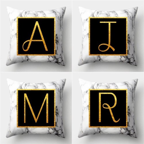 

Marbled Golden Letters Pillowcase Sofa Pillow Cushion Cover 45 * 45cm