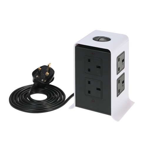 

2500W Smart Vertical Multi-Socket 8 Outlets and 4 USB Ports 2.1A Power Socket AC110-250V Worldwide Voltage Power Strip with 6.5ft Cord for Home and Office