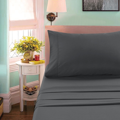 Htovila 2pcs/set 300 Thread Count 100% Cotton Pillow Cases Soft Breathable Envelope Closure End Pillow Covers Pillowcases--Grey, Queen Size