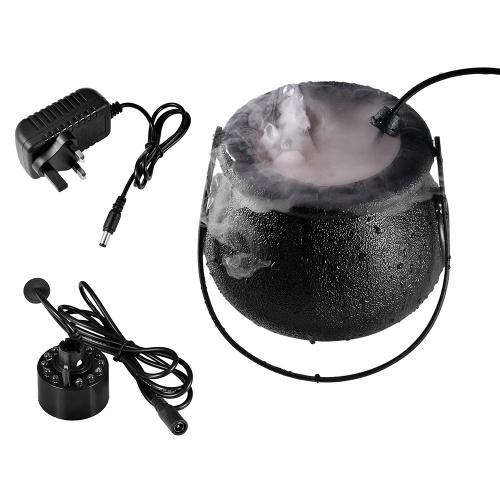 Mist Maker with Pot,12 LED Fogger Water Fountain Pond Fog Machine Atomizer Air Humidifier