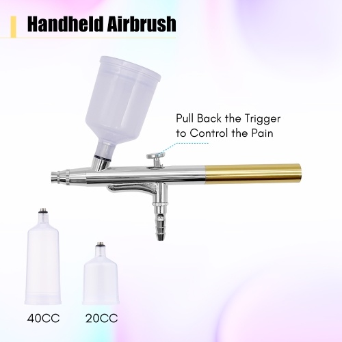 

Multi-functional Airbrush Kit with Compressor Handheld Air Brush Set Dual-Action 5-level Adjustable Pressure Max.25PSI with 2pcs Paint Cups for Painting Craft Model Coloring Nail Art Makeup Cake Decorating