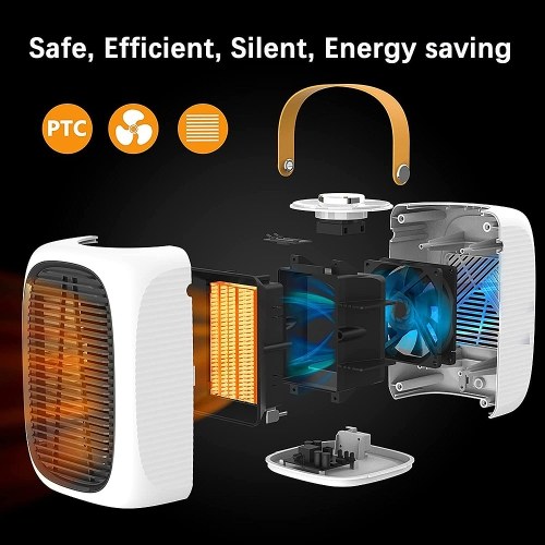 

Heater Household 3 Speed Mini Electric 1500W High Power Small Desktop PTC 2S Fast Heat Silent Heater