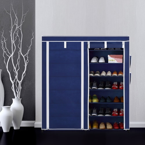 iKayaa Classic Portable Scarpe Tessuto 7 Tier Rack Cabinet Zip Up In piedi le scarpe dell'organizzatore di immagazzinaggio