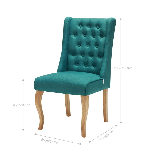 

iKayaa Antique Style Tufted Kitchen Dining Chair Linen Fabric Accent Chair Upholstered Side Living Room Chair W/ Rubber Wood Legs