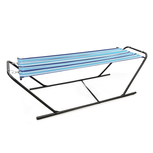 

iKayaa Outdoor Garden Portable Hammock with Steel Stand Heavy-Duty 150KG Capacity Hanging Single Hammock for Camping Beach