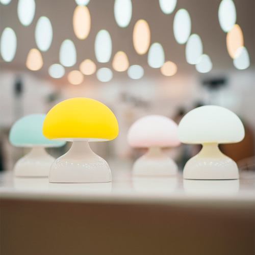 

Mushroom Silicone LED Night Light USB Rechargeable Baby Nursery Lamp Vibration Sensitive Tap Control 2 Lighting Modes