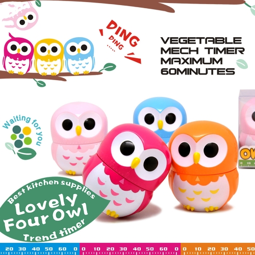 

Kitchen Timer Lovely Cartoon Owl 60 Minute Mechanical Timer Cooking Little Helper Student Homework Timer