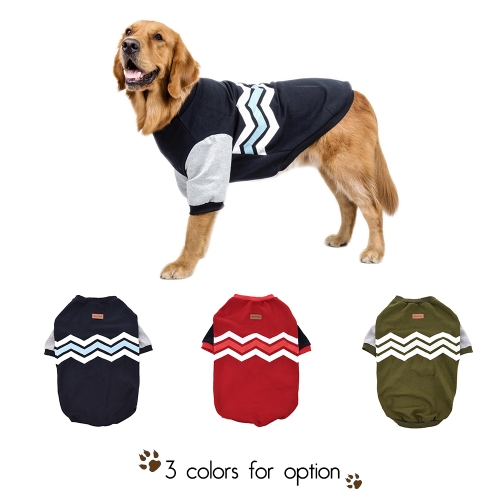 

Premium Breathable Pet Large Dog Clothes Hoodie Sweater Fleece Wave Pattern Cute Puppy Costume Supplies Adopt for Soft Cotton