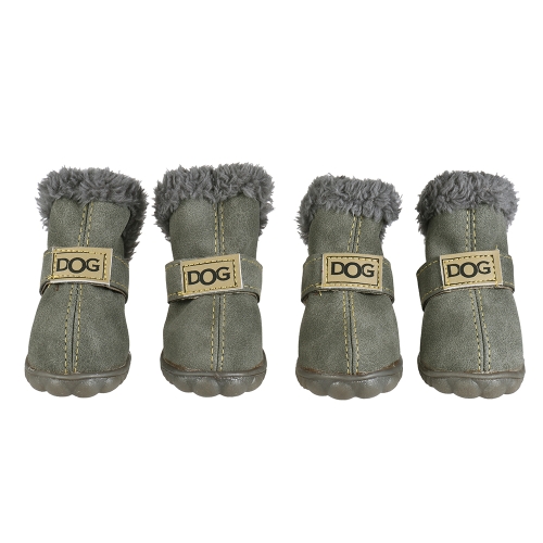 4-pcs Set Puppy Pet Dog Cat Shoes Boots Paw Protectors Winter Warm Adopt for Suede Antiskid Rubber Sole