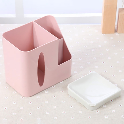 

Simple Desktop Multifunctional Tissue Box Cover Living Room Office Sundries Makeup Cosmetics Remote Control Storage Pink