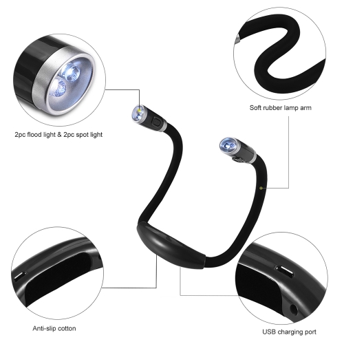

Flexible Adjustable 4 LED Hug Light Neck Book Night Lamp Torch for Study Reading