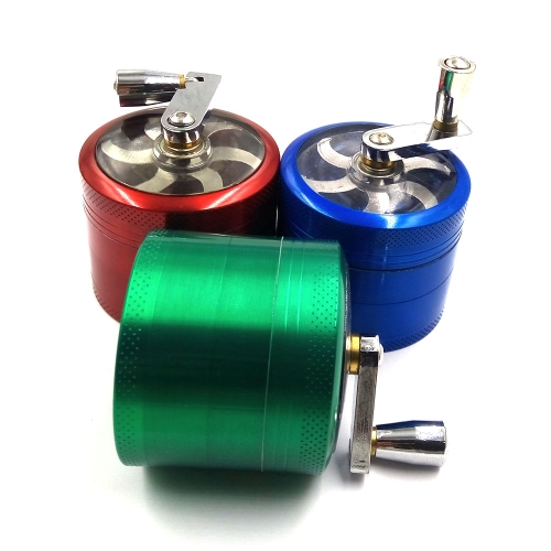 

55mm 4 Layers Herb Tobacco Grinder Zinc Alloy Hand Crank Herbal Spice Crusher Smoking Pipe Accessories Grinder