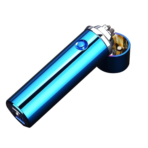 

Творческий USB аккумуляторная Электронная Hit Fire Machine ветрозащитный беспламенный цилиндрический металл курения сигареты зажигалки двойной дуги