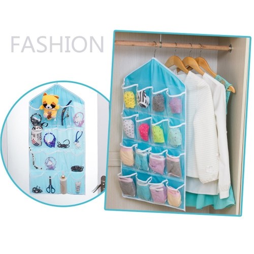 

16 Grid Wardrobe Hanging Organizer Underwear Bras Socks Ties Door Storage Bag