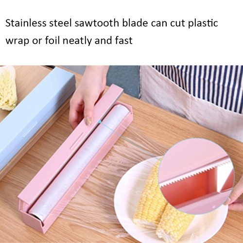 

Plastic Wrap Cutter Storage Box Holder with Stainless Steel Sawtooth Blade Creative Kitchen Tools