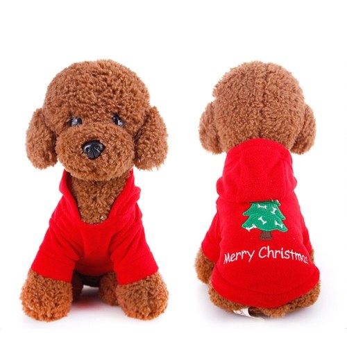 

Cute Pet Dog Christmas Tree Printed Hoodie Soft Cloth Puppy Coat Autumn Winter Warm Clothes