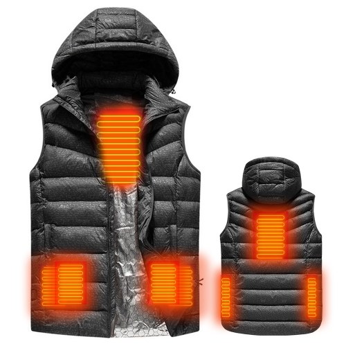 

USB Heated Warm Security Intelligent Autumn and Winter Vest with Hat Men Motorcycle Outdoor Ski Jacket