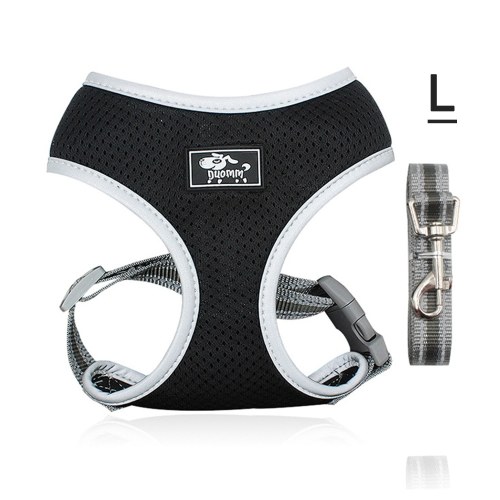 Dog Harness No-Pull Pet Harness Step-in Air Dog Harness, All Weather Mesh, Step in Vest Harness Adjustable Outdoor Pet Vest, Reflective Harness for Small Medium Large Dogs, (Black,L)