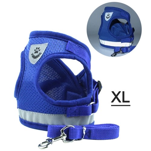 Dog Harness No-Pull Pet Harness Step-in Air Dog Harness, Soft Mesh Cat Harness, Step in Vest Harness Adjustable Outdoor Pet Vest, Reflective Harness for Pet Kitten Puppy Rabbit, (Blue,XL)