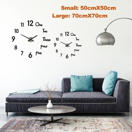 

3D DIY Wall Clock Decor Sticker Frameless Large DIY Wall Clock Kit for Home Living Room Bedroom Office Decoration(No Battery)
