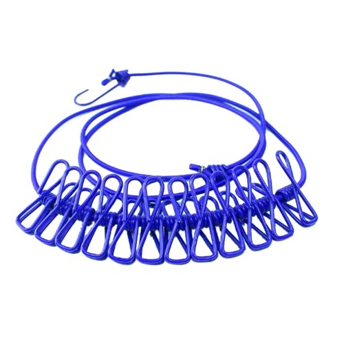 

Elastic Clothesline with 12pcs Clothespins Clips 2 Adjustable End Hooks