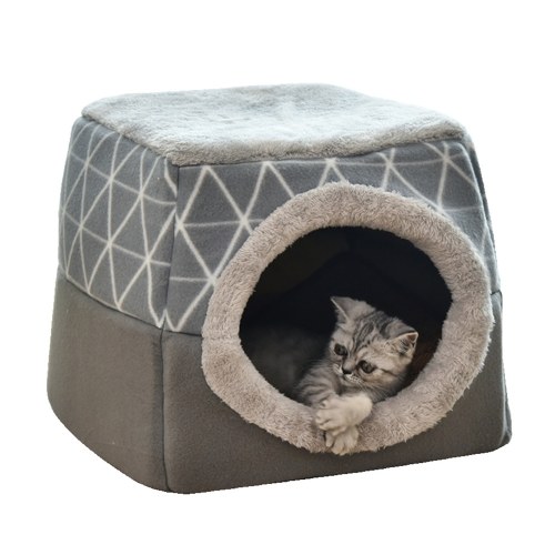 

Self-Warming Cat Bed Cave 2-in-1 Foldable Dogs Cushion Bed