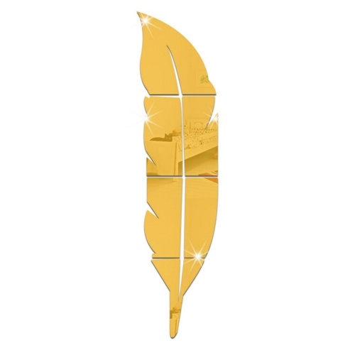 

Modern Home Decor 3D Acrylic Mirror Feather Wall Stickers (Gold,Large)