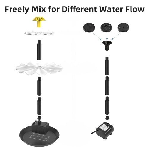 6W Solar Fountain Pump with 12 LED Lights 9 Nozzles Solar Powered Water Fountain Pump for Garden Pond Pool Fish Tank Aquarium and Outdoor (Built-in 1500mAh Battery ) 