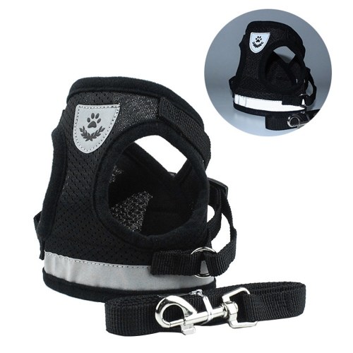 

Dog Harness No-Pull Pet Harness Step-in Air Dog Harness, Soft Mesh Cat Harness, Step in Vest Harness Adjustable Outdoor Pet Vest, Reflective Harness for Pet Kitten Puppy Rabbit, (Black,M)