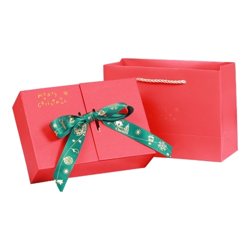 

Christmas Gift Box with Bag Happy New Year Greeting Gift Box Holiday Thanksgiving Bow Gift Box Xmas Decoration Cards Festivals Birthday Anniversary Gift