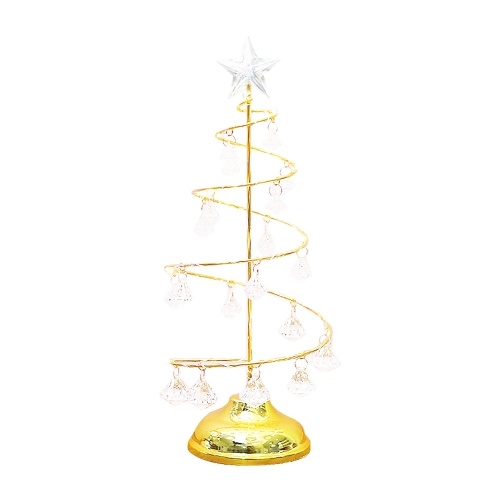 

Christmas Tree Lights Metal Spiral Xmas Tree Lamp Desktop Tree Light with Crystal Pendant Decorative Table Lamp Mini Christmas Tree Decoration