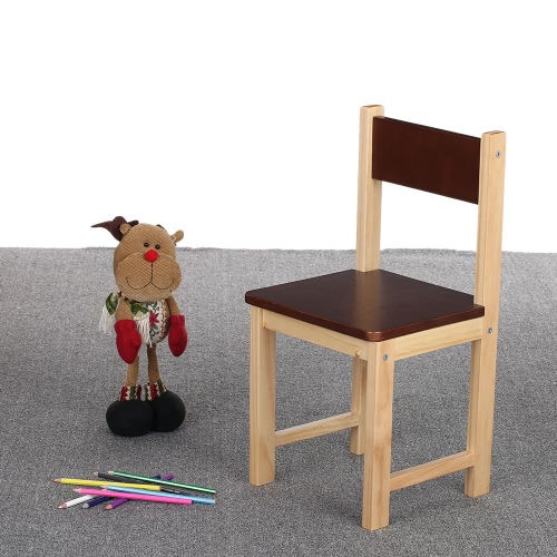iKayaa Cute Wooden Kids Chair Stool Solid Pine Wood Children Stacking School Chair Furniture 80KG Load Capacity