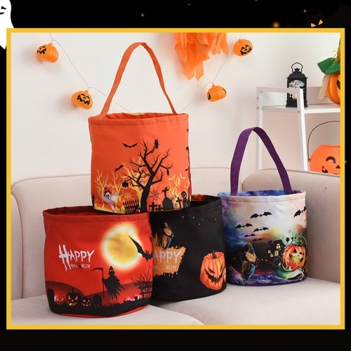 

LED Light Up Halloween Bucket Halloween Tote Bags With handle 3 Light Modes Reusable Halloween Candy Bags Gift Bags for Children Halloween Themed Party