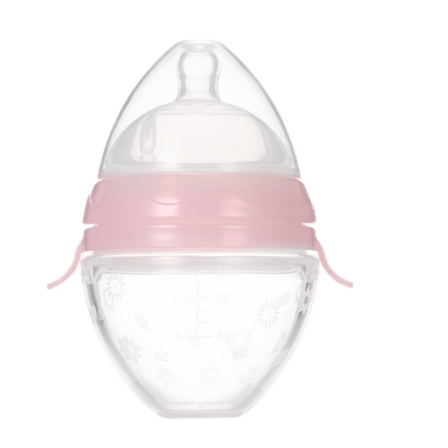 80ml Mini Soft Squeezable Food Grade Silicone Baby Toddler Feeding Milk Water Bottle Nursing Nipple Feeder BPA Free