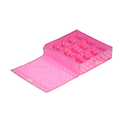 12-Comparazione Impermeabile Oxford Tessuto Pieghevoli Intimo Custodia Custodie Custodie Calze Cassettiera Cassetto Organizzatore Contenitore con Copertina - Rosa Rosso